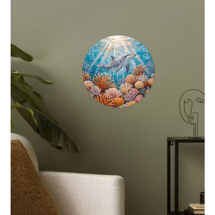 Behangcirkel - Dieren - Mozaïek - Oceaan - Koraal - Blauw — 3