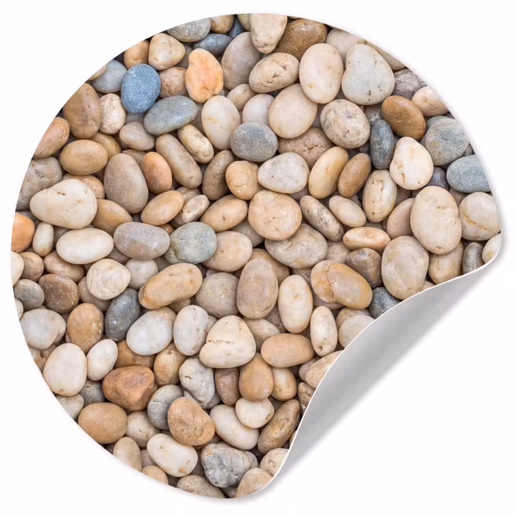 Behangcirkel - Kiezelstenen - Natuur - Textuur - Beige - Grijs — 1