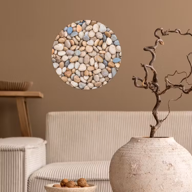 Behangcirkel - Kiezelstenen - Natuur - Textuur - Beige - Grijs — 2