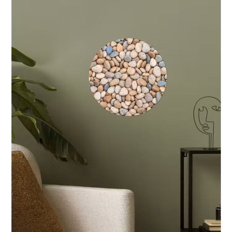 Behangcirkel - Kiezelstenen - Natuur - Textuur - Beige - Grijs — 3