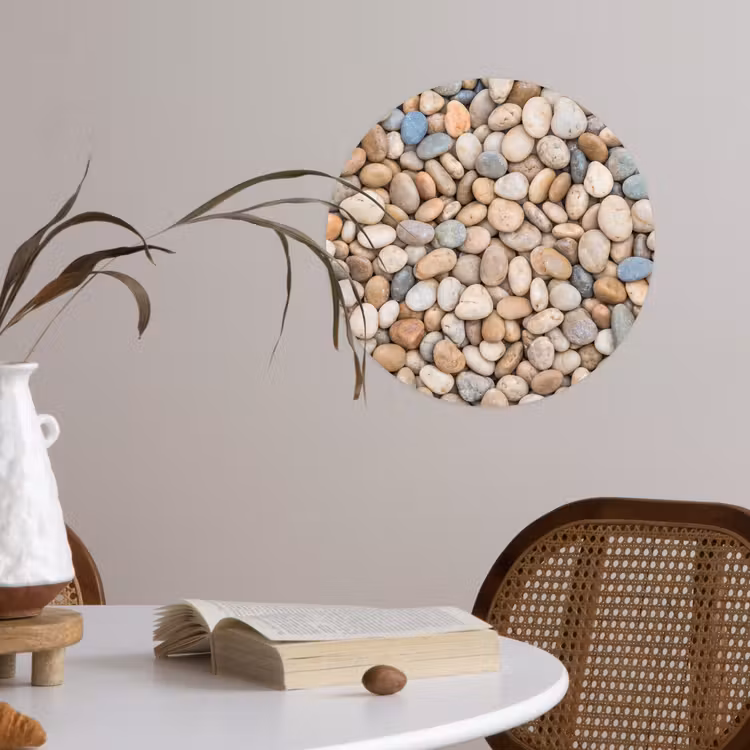 Behangcirkel - Kiezelstenen - Natuur - Textuur - Beige - Grijs — 4