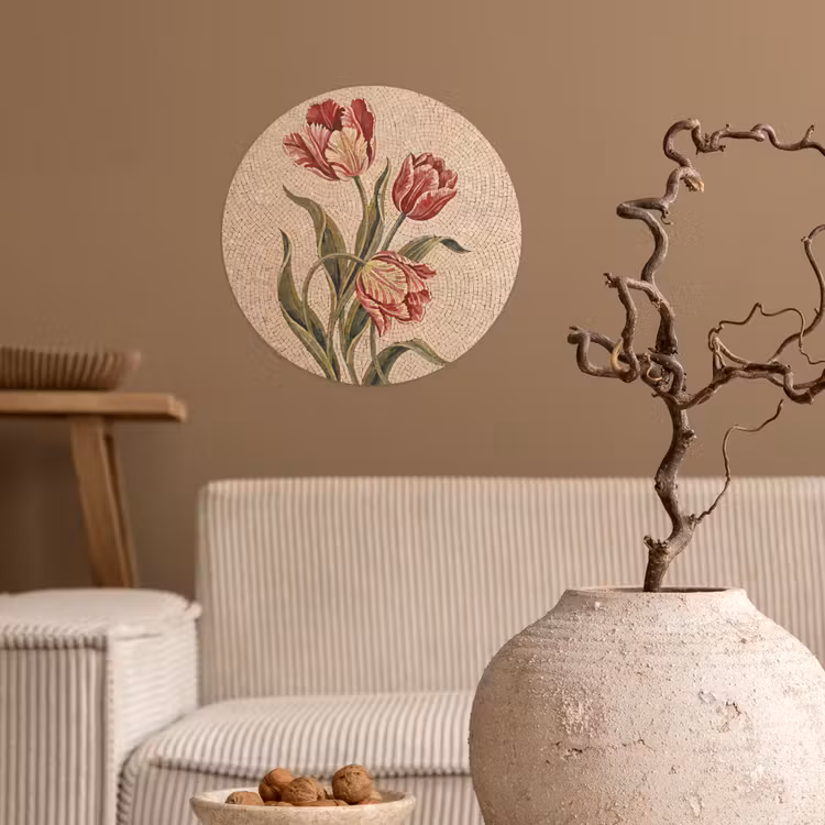 Behangcirkel - Bloemen - Mozaïek - Rood - Groen - Kunst — 2