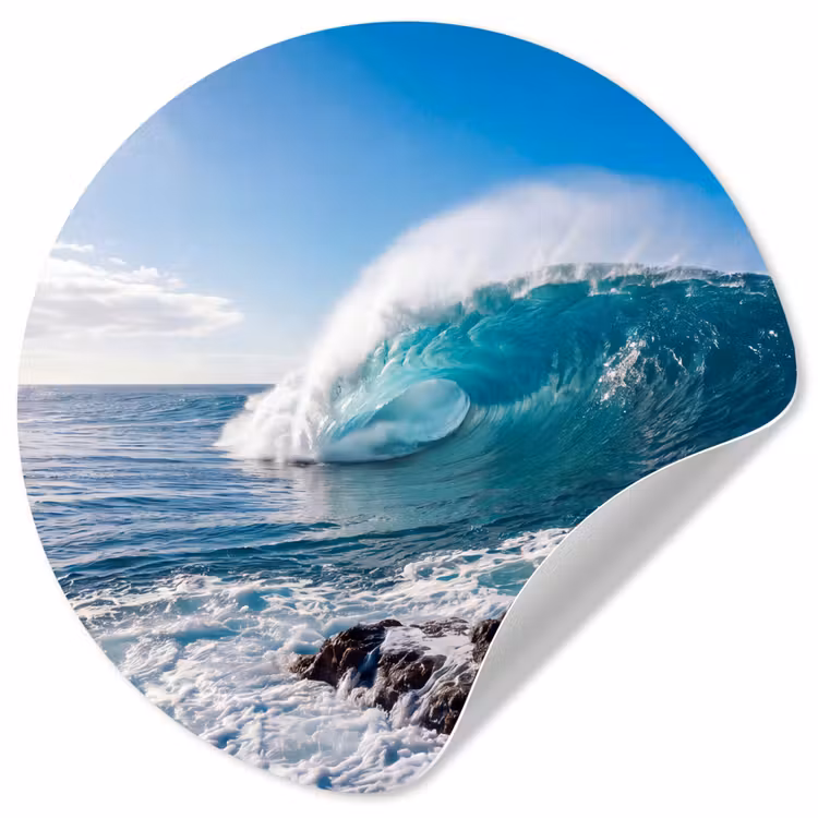 Behangcirkel - Golf - Oceaan - Brekend - Water - Blauw — 1