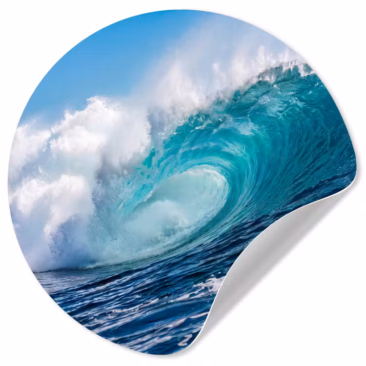 Behangcirkel - Golf - Oceaan - Water - Dynamisch - Blauw — 1