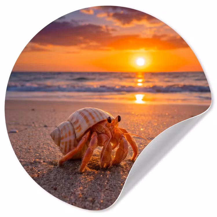 Behangcirkel - Kreeft - Strand - Natuur - Zonsondergang - Oranje — 1