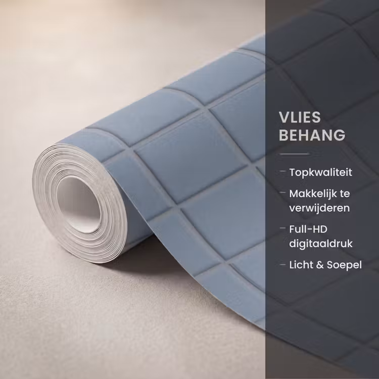 Behang - Patroon - Tegel - Blauwgrijs — 3