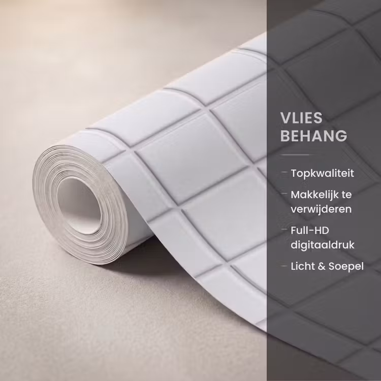 Behang - Patroon - Tegels - Grijs - Wit — 3
