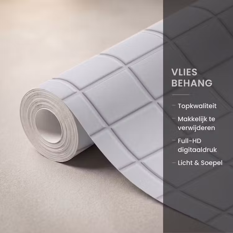 Behang - Patroon - Tegels - Licht - Grijs — 3