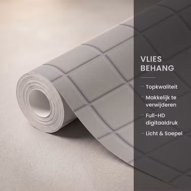 Behang - Tegel - Patroon Kiezel - Grijs — 3