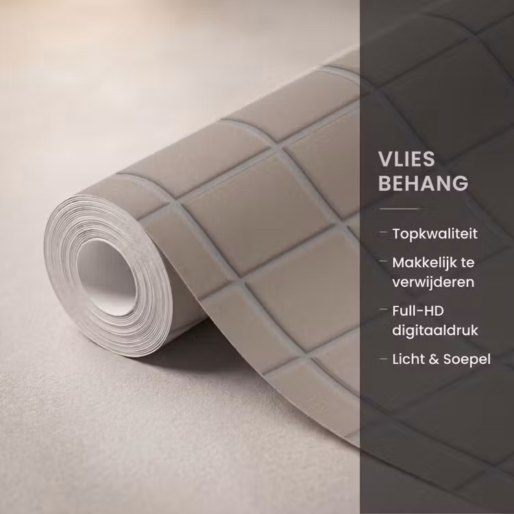 Behang - Tegel - Patroon - Taupe — 3
