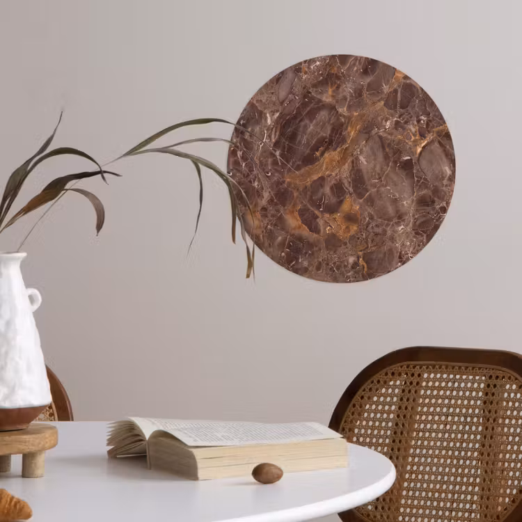 Behangcirkel - Marmer - Patroon - Natuur - Bruin - Goud — 4
