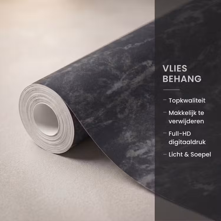 Behang - Marmer - Aders - Zwart — 3