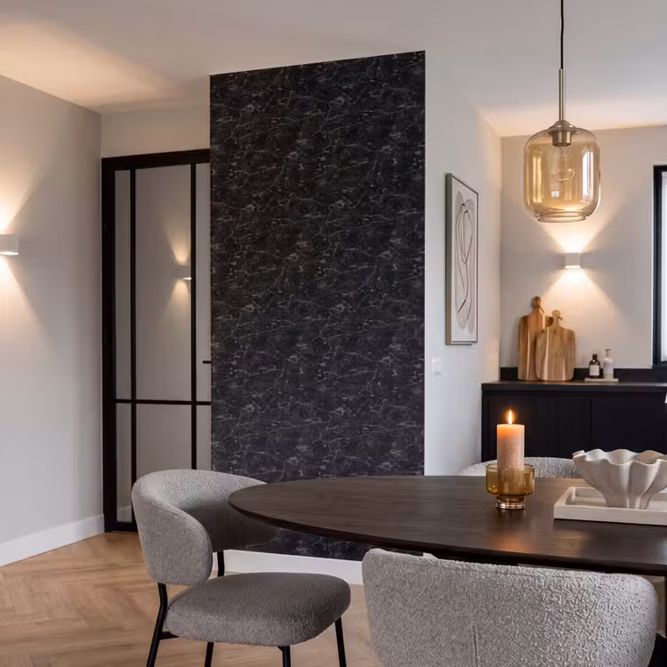 Behang - Marmer - Aders - Zwart — 5