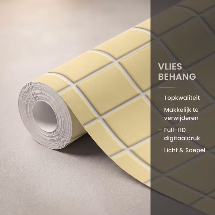 Behang - Patroon - Tegels - Geel — 3