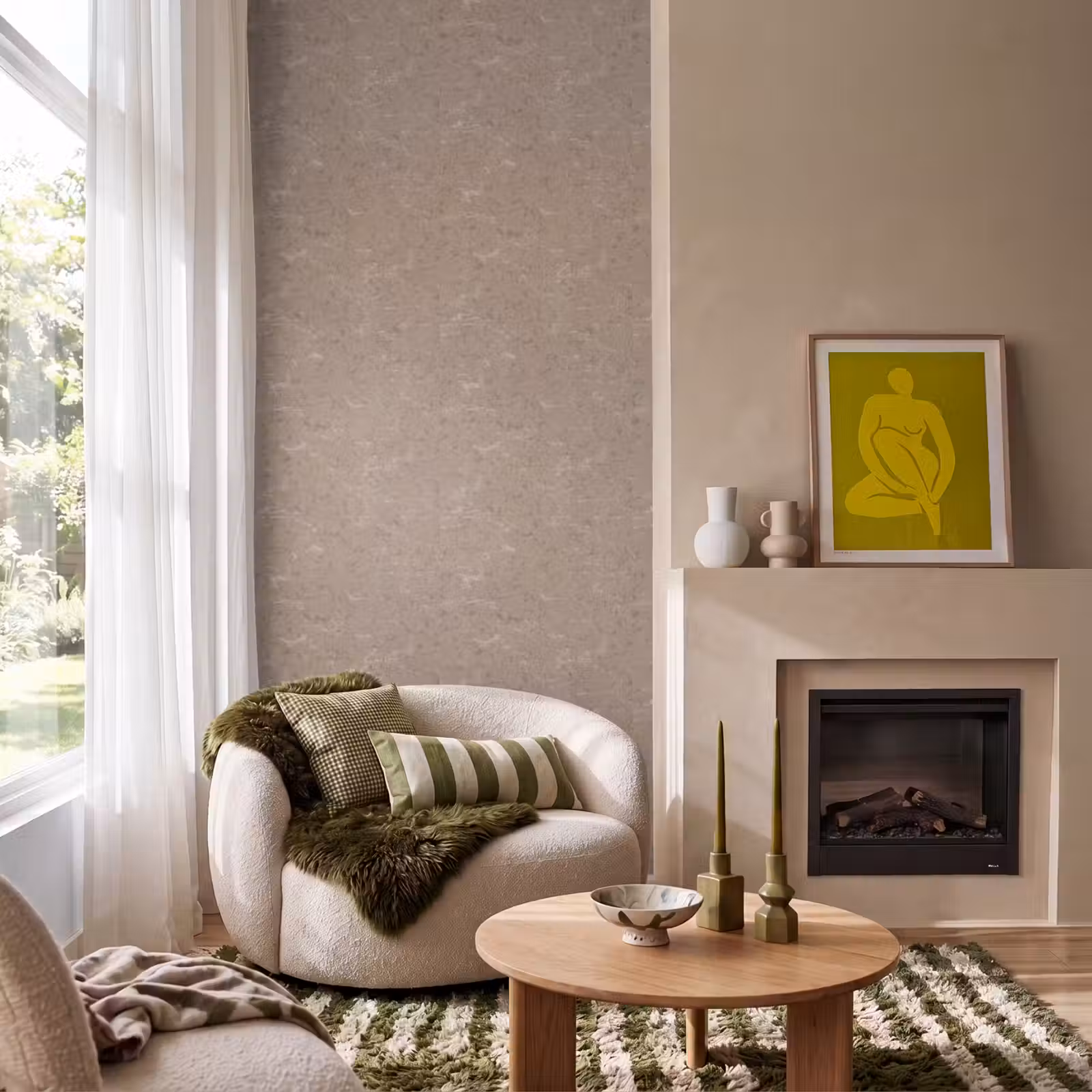 Behang - Patroon - Kalksteen - Beige — 1