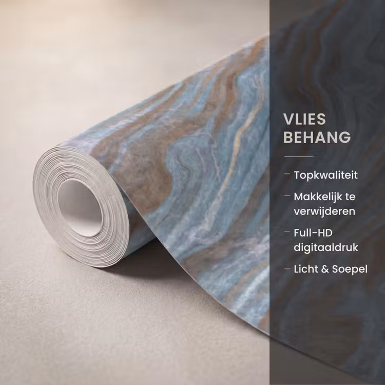 Behang - Patroon - Steen - Blauw — 3