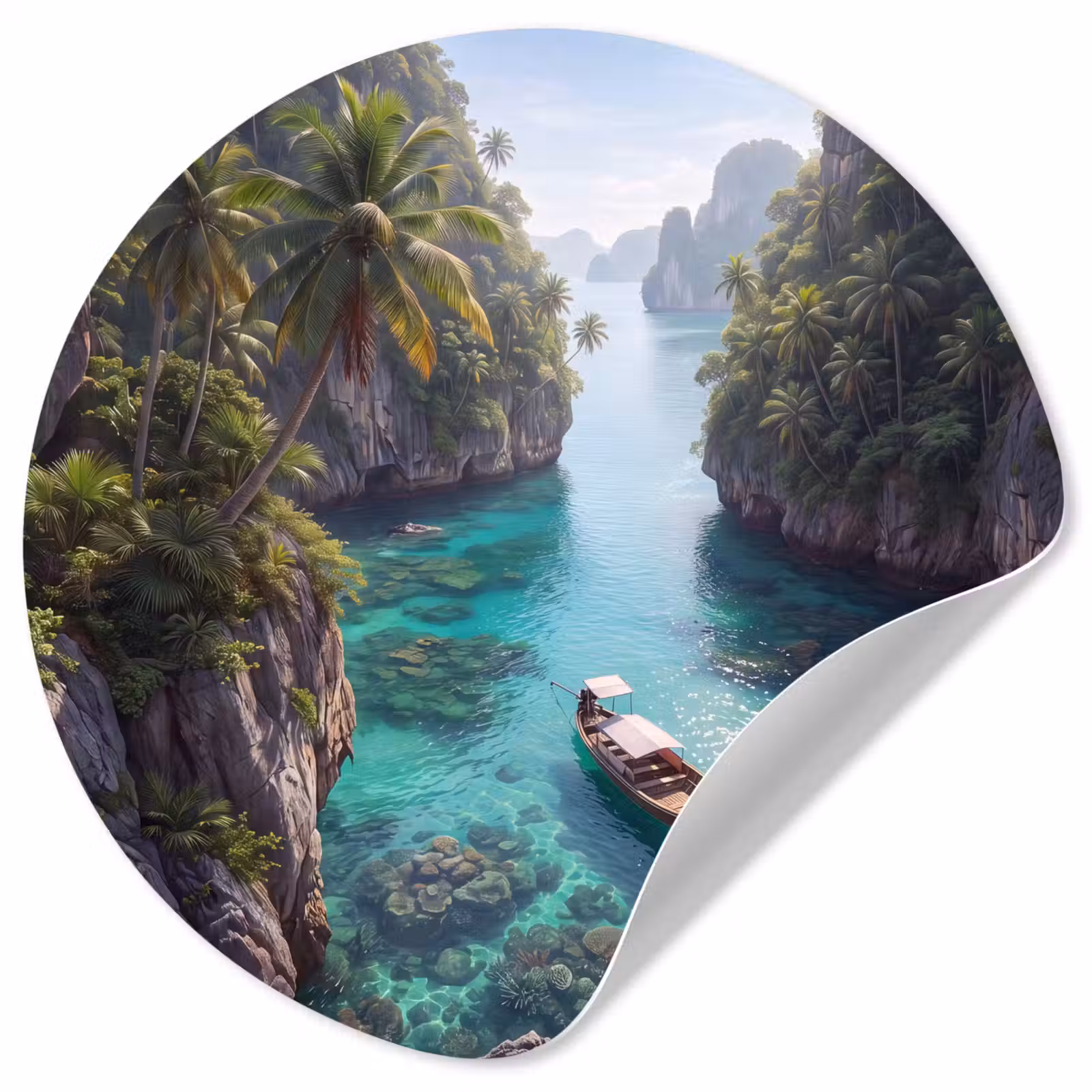 Behangcirkel - Eiland - Tropisch - Water - Palmbomen - Natuur — 1