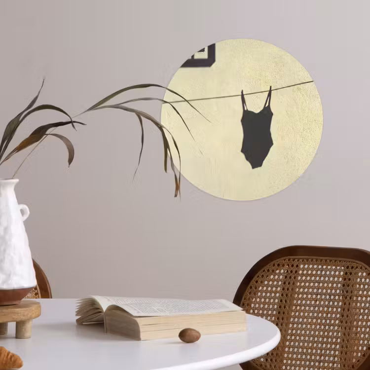 Behangcirkel - Badpak - Schaduw - Muur - Zomer - Minimalistisch — 4