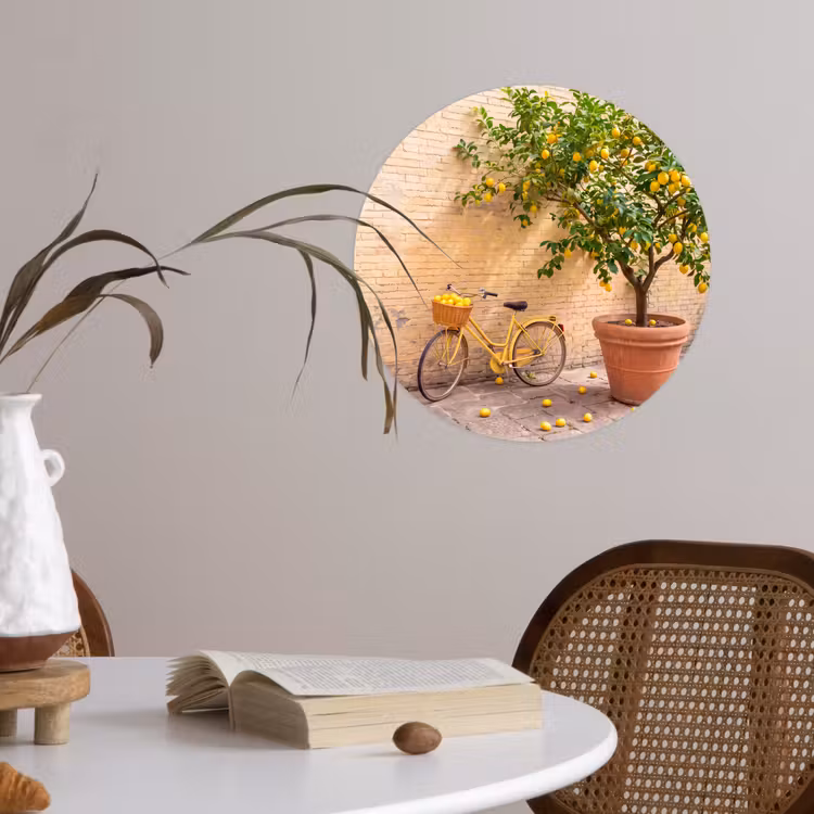 Behangcirkel - Fiets - Mand - Eten - Geel - Zomer — 4