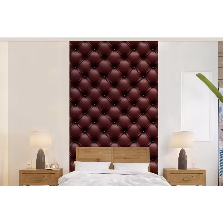 Behang - Leer - Patroon - Bordeaux — 5