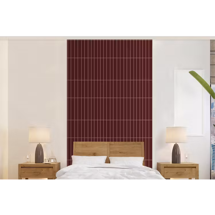 Behang - Lijnen - Patroon - Bordeaux — 5