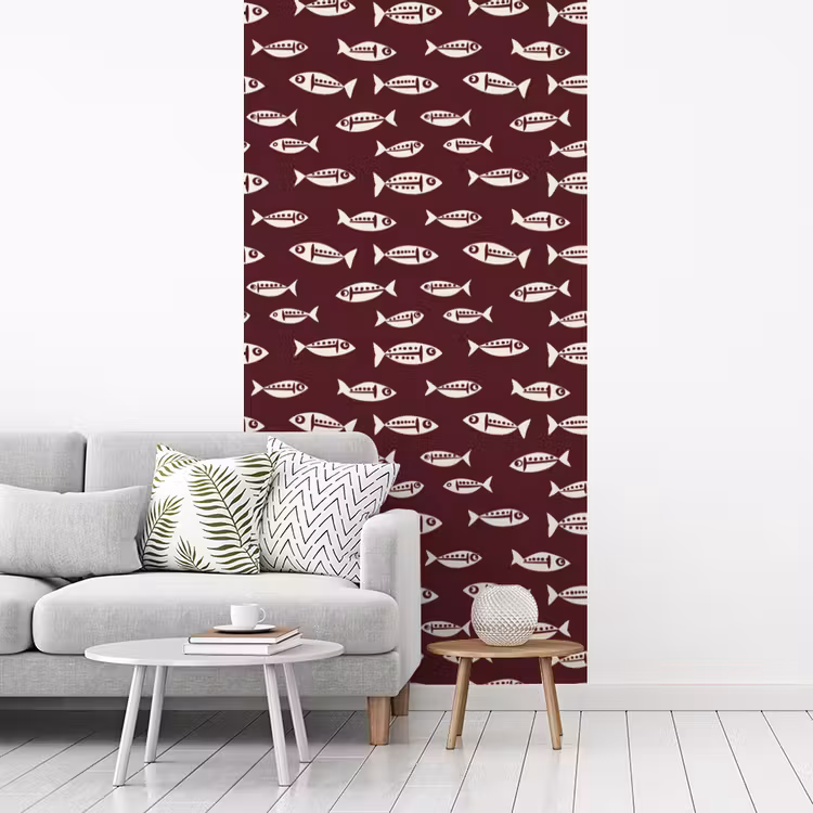 Behang - Vissen - Grafisch - Patroon - Donker — 3
