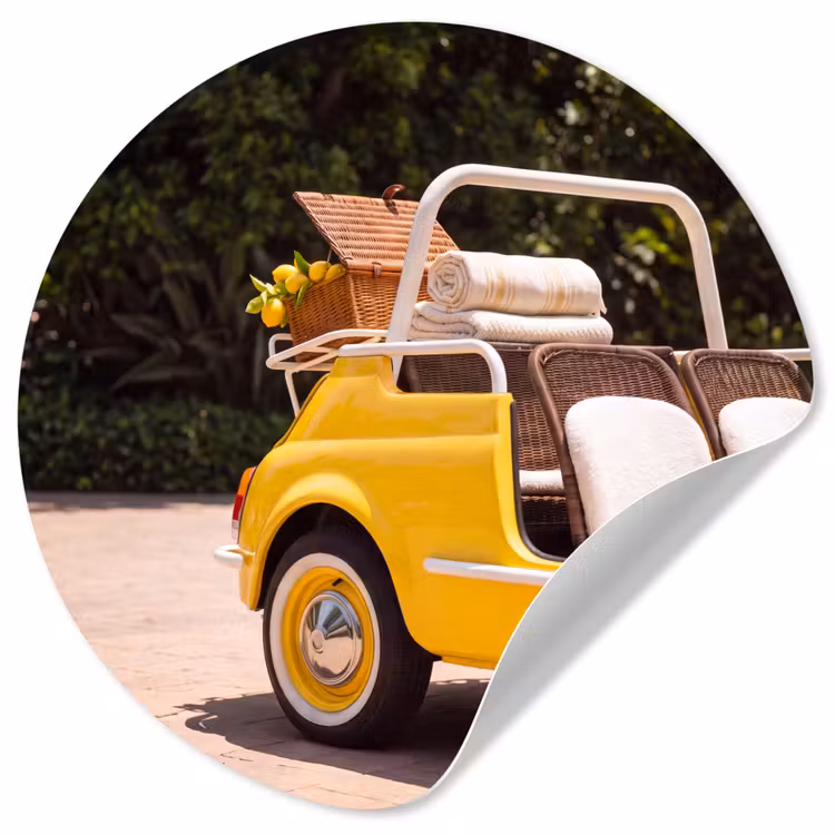 Behangcirkel - Auto - Picknick - Zomer - Geel — 1