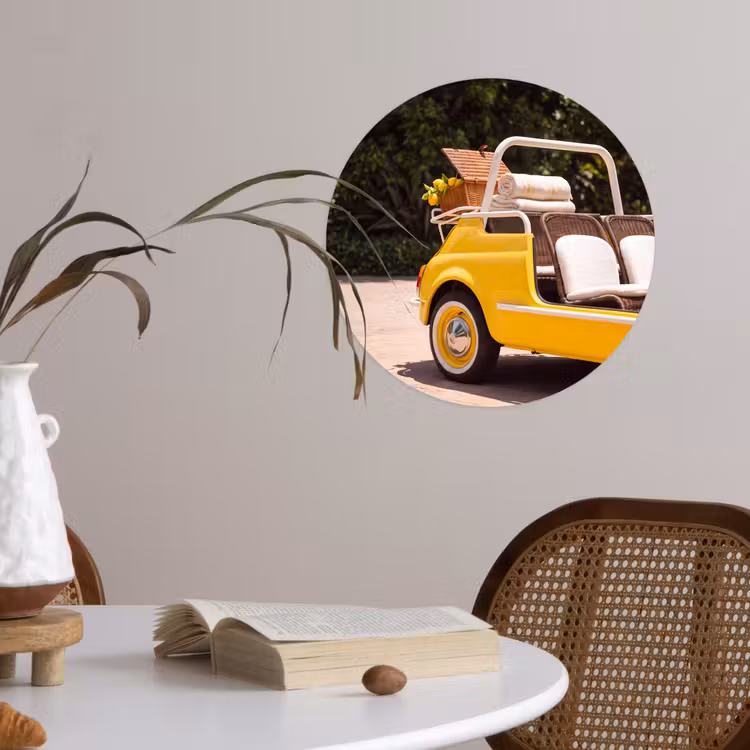 Behangcirkel - Auto - Picknick - Zomer - Geel — 4