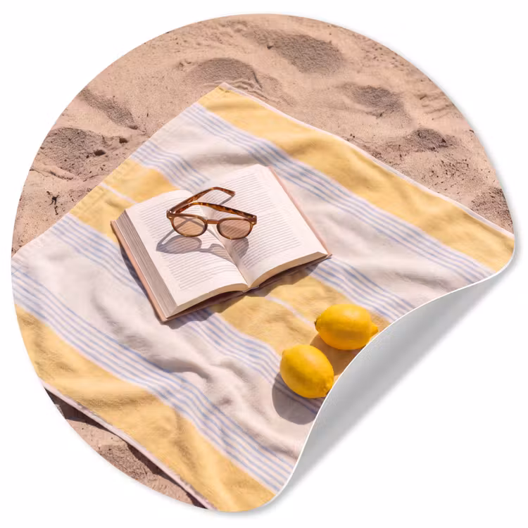 Behangcirkel - Boek - Zonnebril - Strand - Zomer - Geel — 1