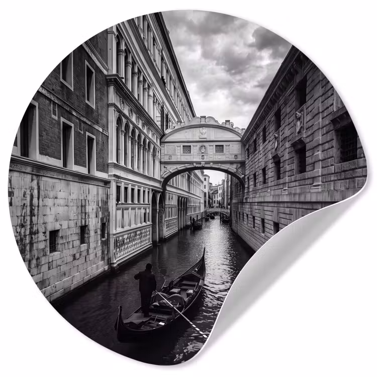 Behangcirkel - Boot - Waterweg - Stad - Zwart-wit - Architectuur — 1