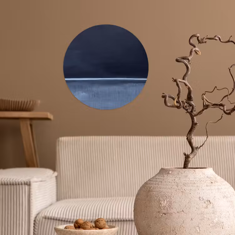 Behangcirkel - Abstract - Horizontale lijn - Minimalistisch - Donkerblauw - Kunst — 2