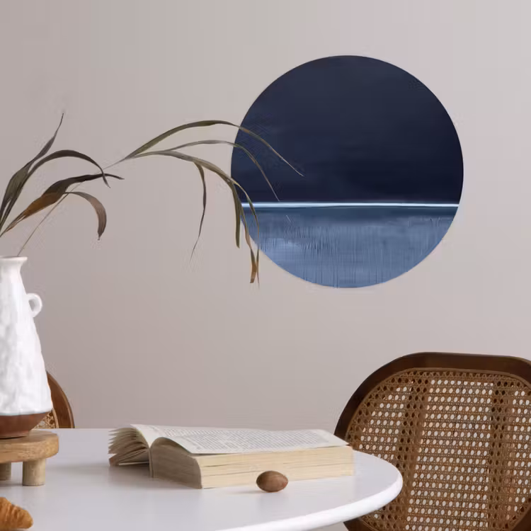 Behangcirkel - Abstract - Horizontale lijn - Minimalistisch - Donkerblauw - Kunst — 4