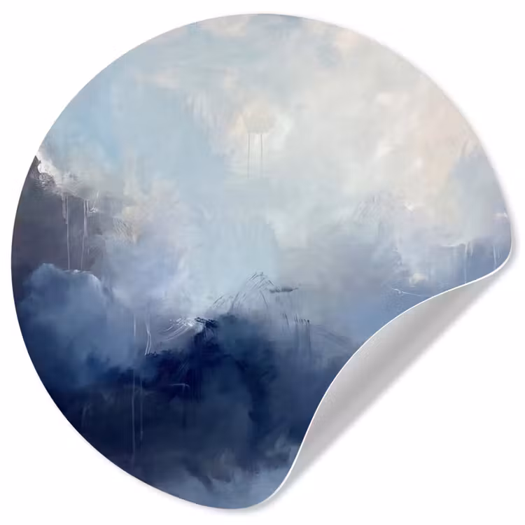 Behangcirkel - Abstract - Wolken - Modern - Blauw - Kunst — 1