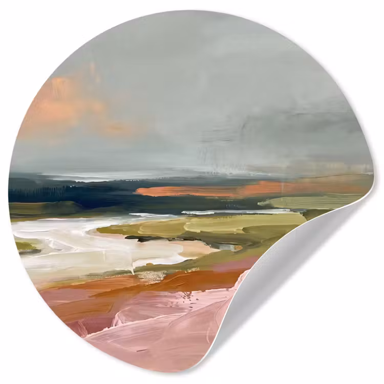 Behangcirkel - Landschap - Rivier - Abstract - Roze - Groen — 1