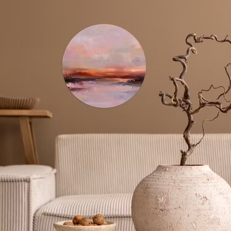 Behangcirkel - Landschap - Zonsondergang - Abstract - Modern - Roze — 2