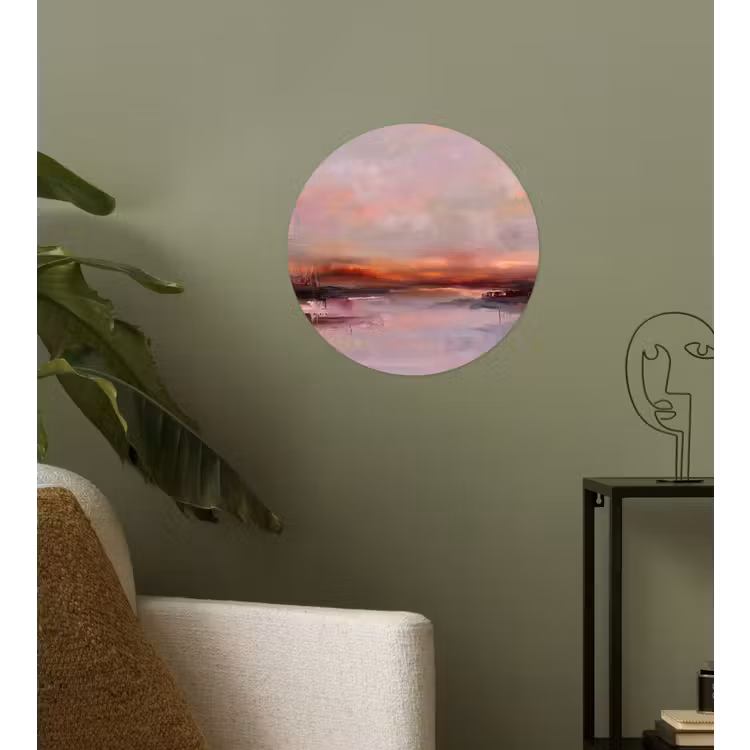 Behangcirkel - Landschap - Zonsondergang - Abstract - Modern - Roze — 3