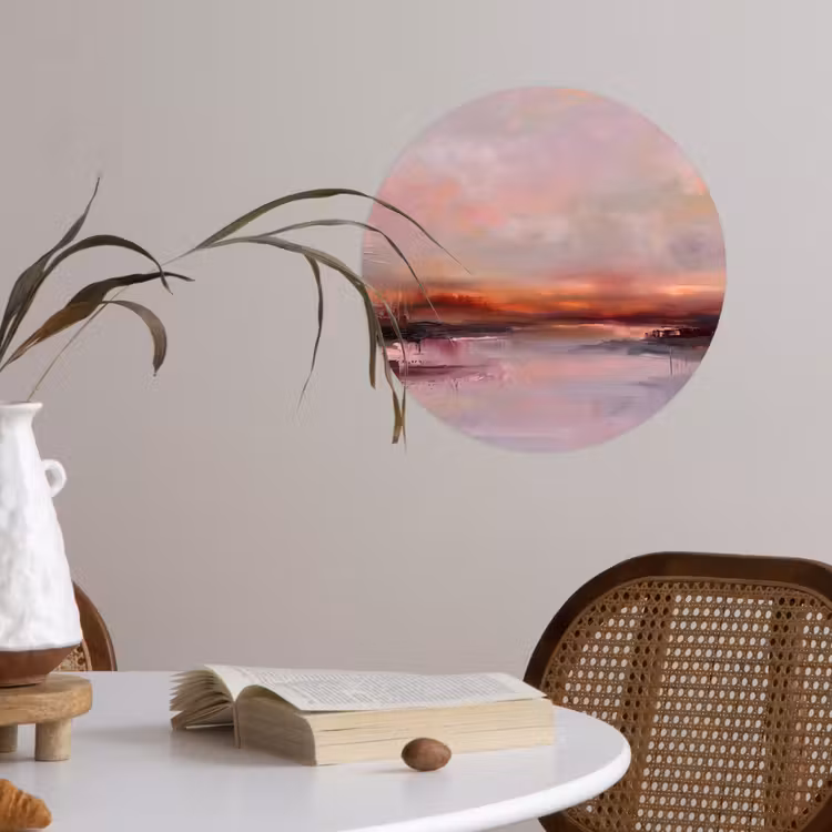 Behangcirkel - Landschap - Zonsondergang - Abstract - Modern - Roze — 4