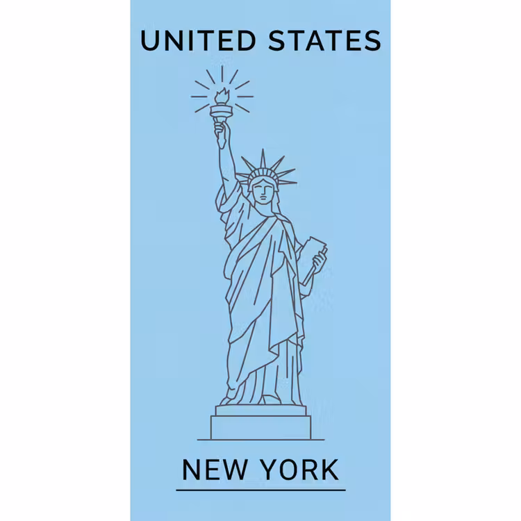 Behang - Monument - Vrijheidsbeeld - New York - Minimalistisch - Blauw — 2