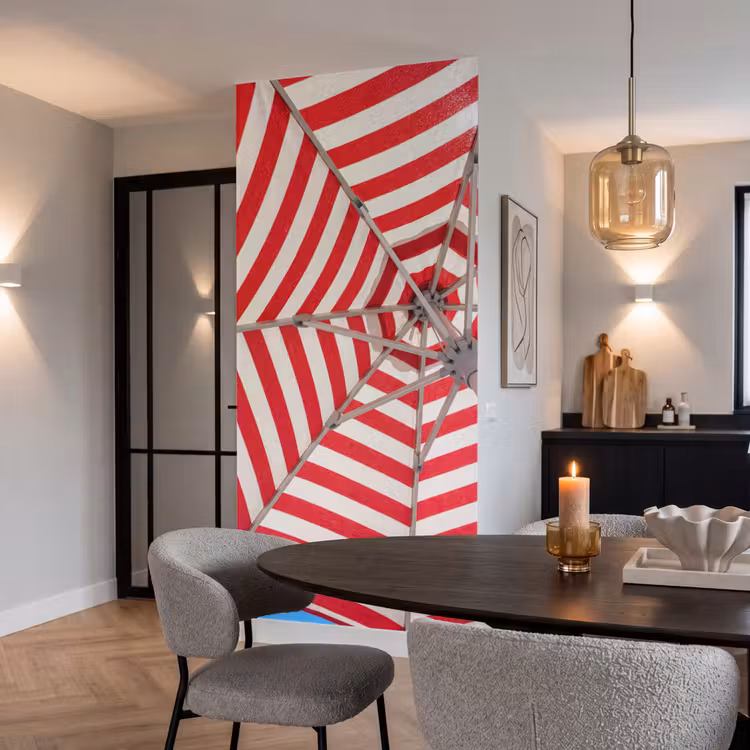 Behang - Parasol - Strepen - Zomer - Rood - Blauw — 5