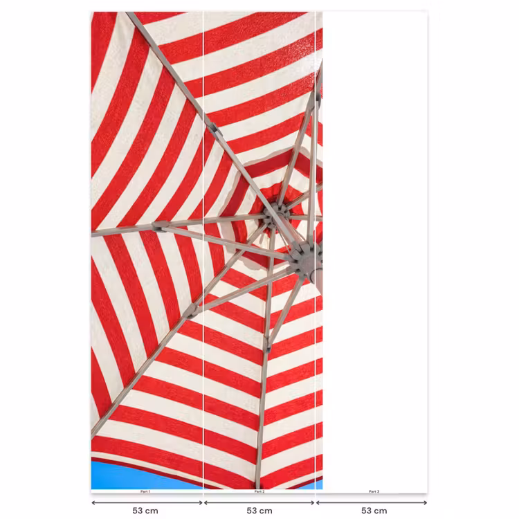 Behang - Parasol - Strepen - Zomer - Rood - Blauw — 6