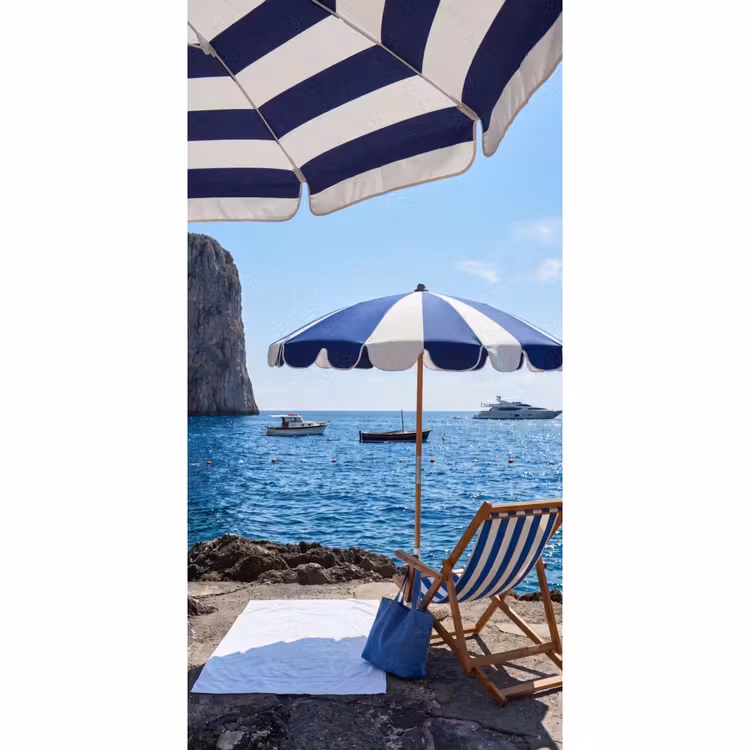 Behang - Strand - Ligstoel - Parasol - Zomer - Blauw — 2