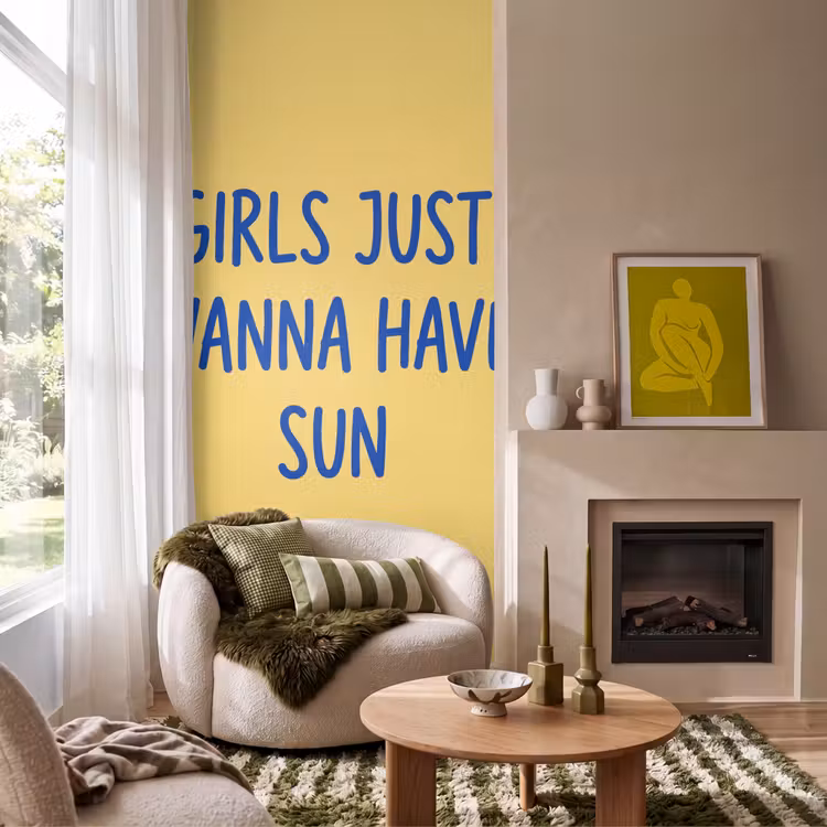 Behang - Tekst - Zon - Zomer - Modern - Geel — 1
