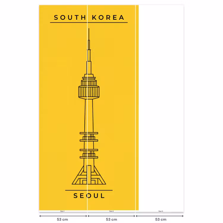 Behang - Toren - Seoul - Architectuur - Minimalistisch - Geel — 6