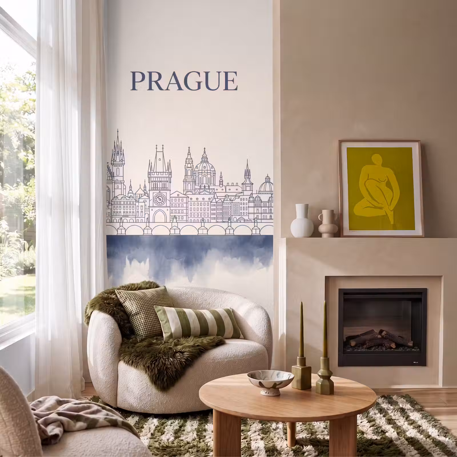 Behang - Praag - Skyline - Architectuur - Blauw — 1