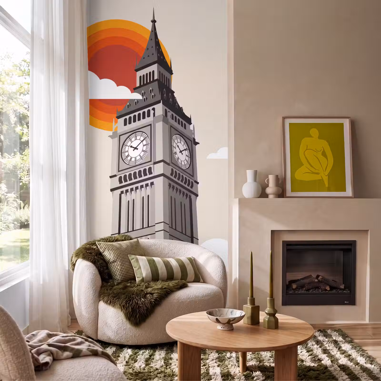 Behang - Toren - Klok - Londen - Architectuur - Retro — 1