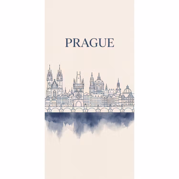 Behang - Praag - Skyline - Architectuur - Blauw — 2