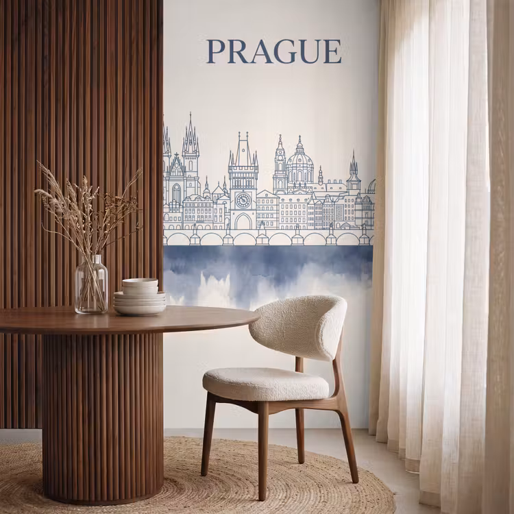 Behang - Praag - Skyline - Architectuur - Blauw — 4