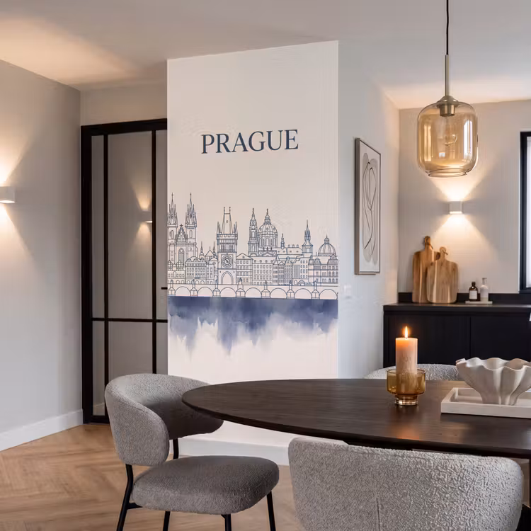 Behang - Praag - Skyline - Architectuur - Blauw — 5