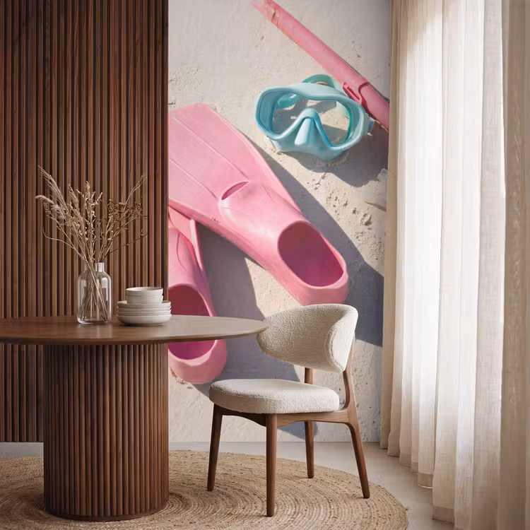 Behang - Snorkelset - Strand - Zomer - Roze — 4