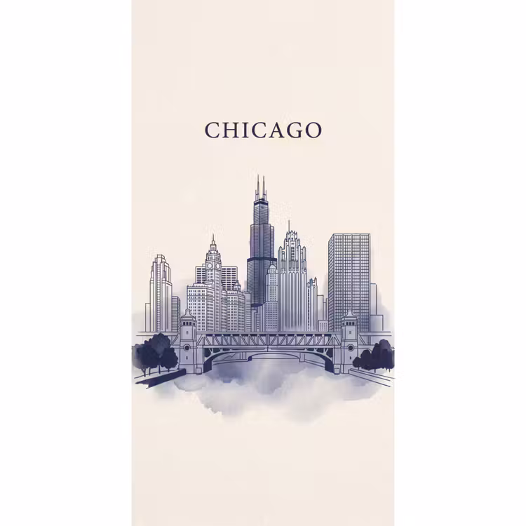 Behang - Stad - Skyline - Architectuur - Lijntekening - Blauw — 2